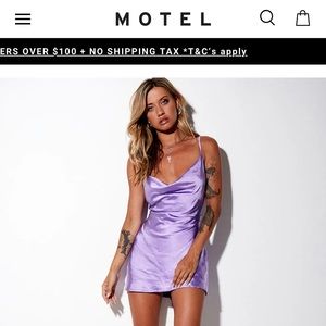 Motel Rocks Paiva Slip Dress in Satin Lilac